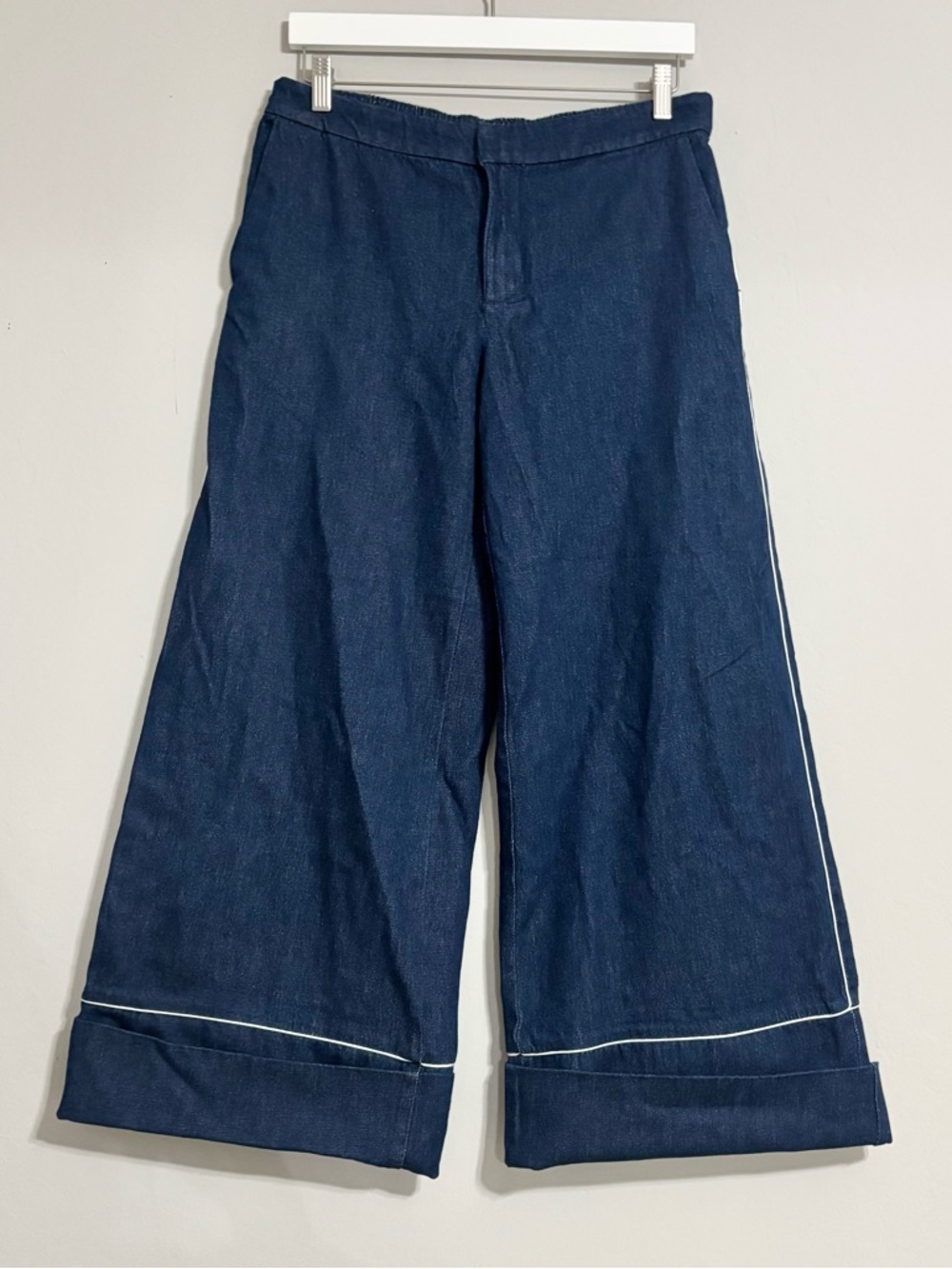NWOT ZARA Blue Wide Leg Flare Bottom 70’s Style Pants